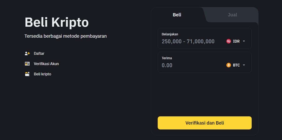 Binance Beli kripto