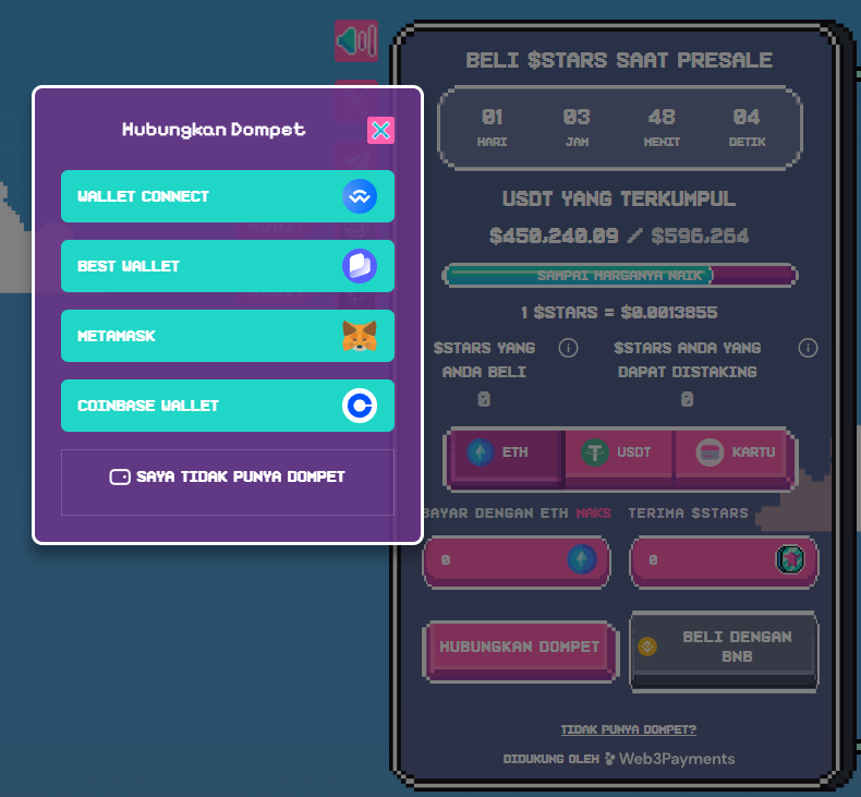 Cara beli Crypto All Stars - Hubungkan dompet