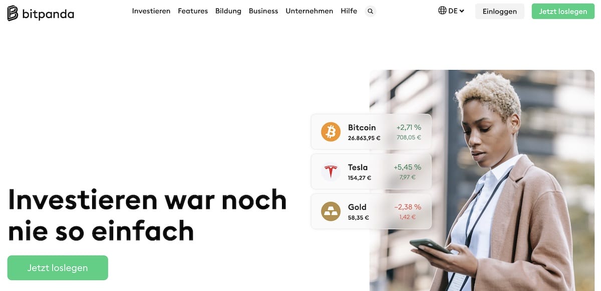 Bitpanda-Startseite