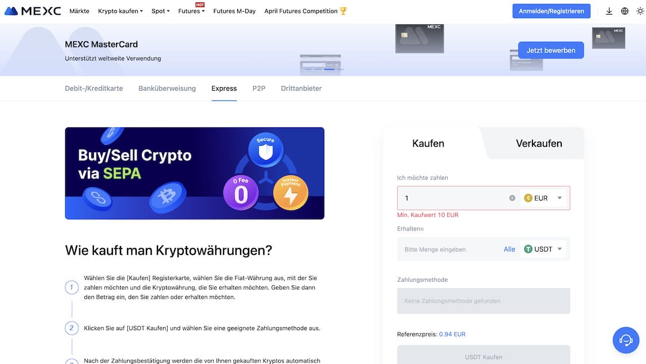 MEXC Express Zahlungen