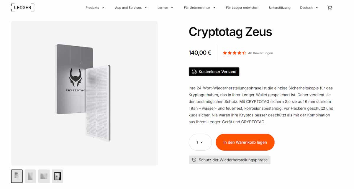 Ledger CryptoTag Cold Wallet