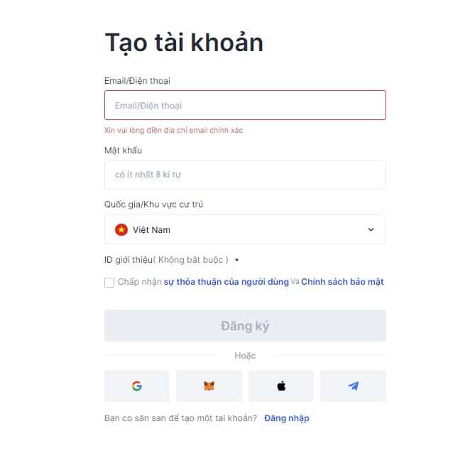 Đăng nhập đánh giá Gate.io