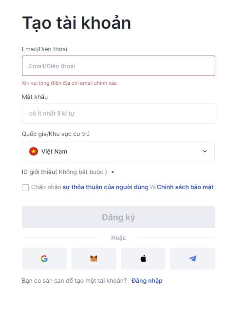 Mẫu đăng ký Gate,io