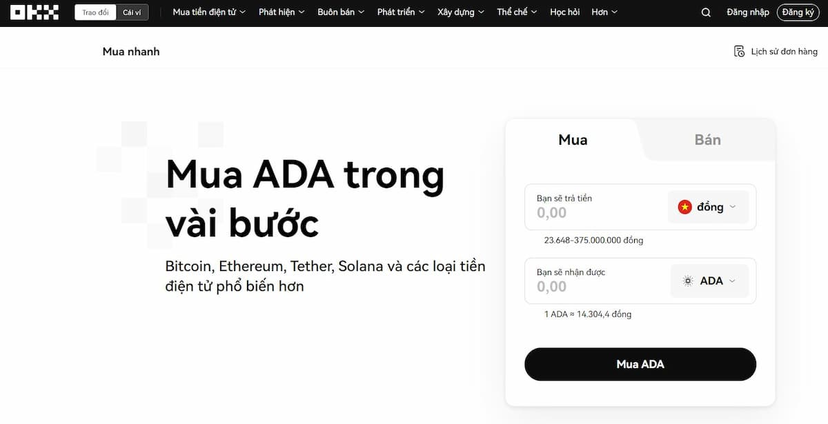 Mua ADA trên OKX