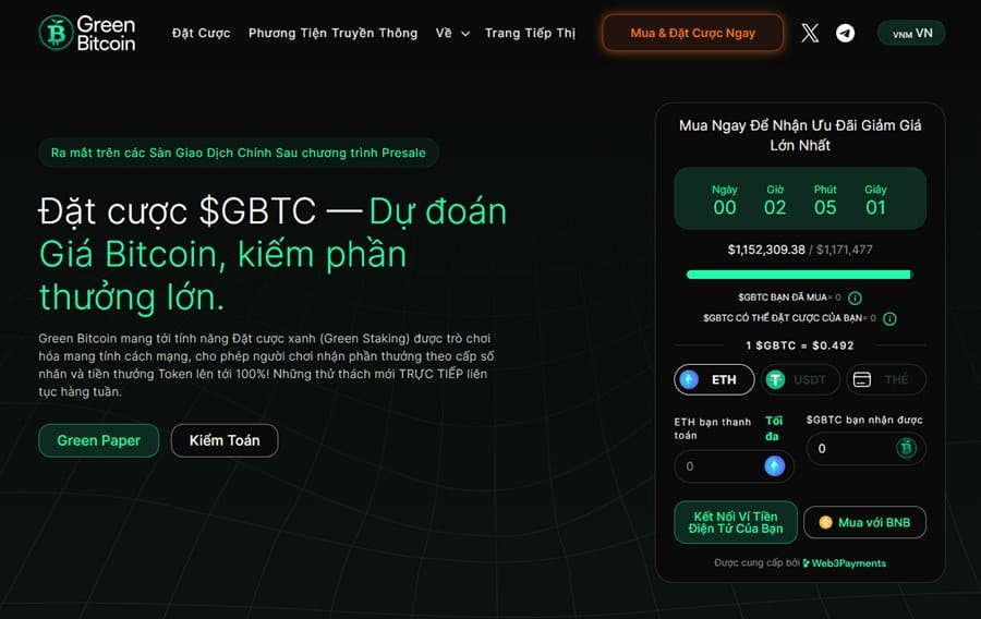 Green Bitcoin Vượt Qua Cột Mốc Huy Động