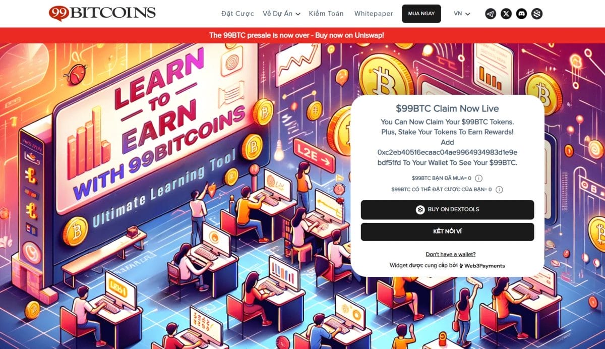 Chương trình presale 99Bitcoins end