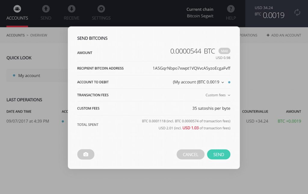 กระเป๋า Bitcoin บนเดสก์ท็อป