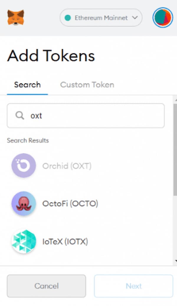 Select token
