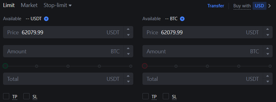 วางคำสั่งซื้อขายแบบ Limit Order