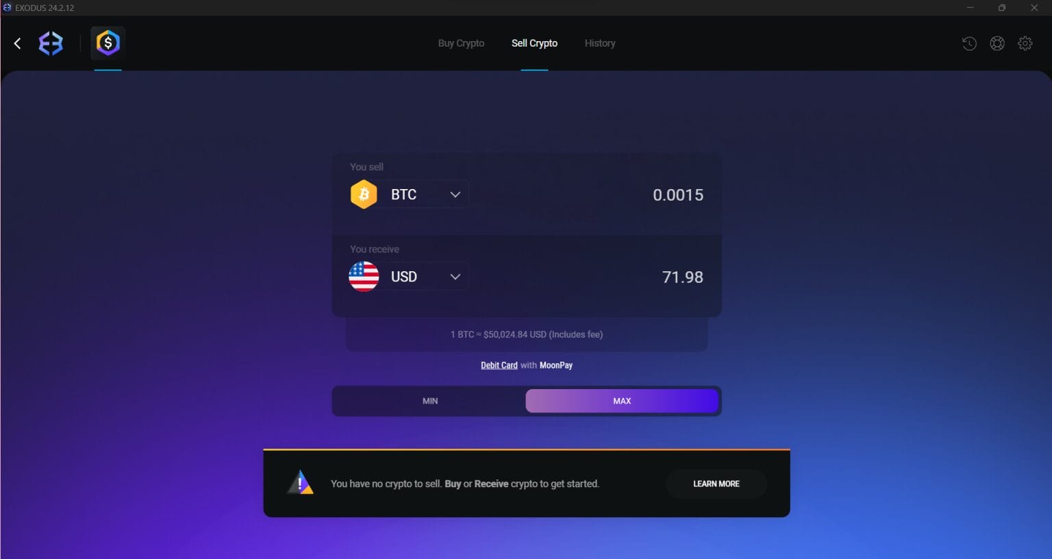 ซื้อ แลกเปลี่ยน และโอนคริปโต Exodus Wallet ได้