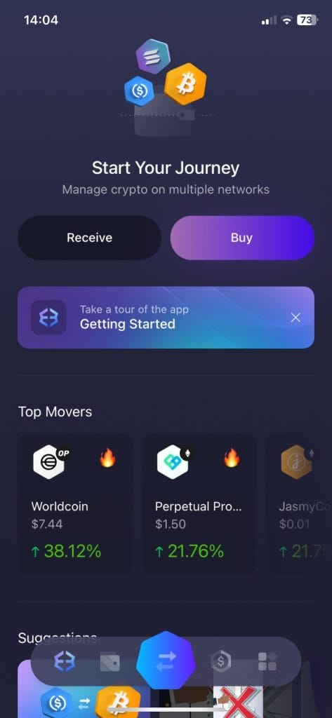 UI ของ Exodus Wallet