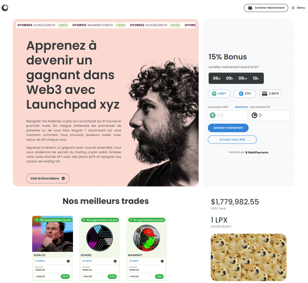 meilleure prevente 2023 launchpad xyz jeton lpx