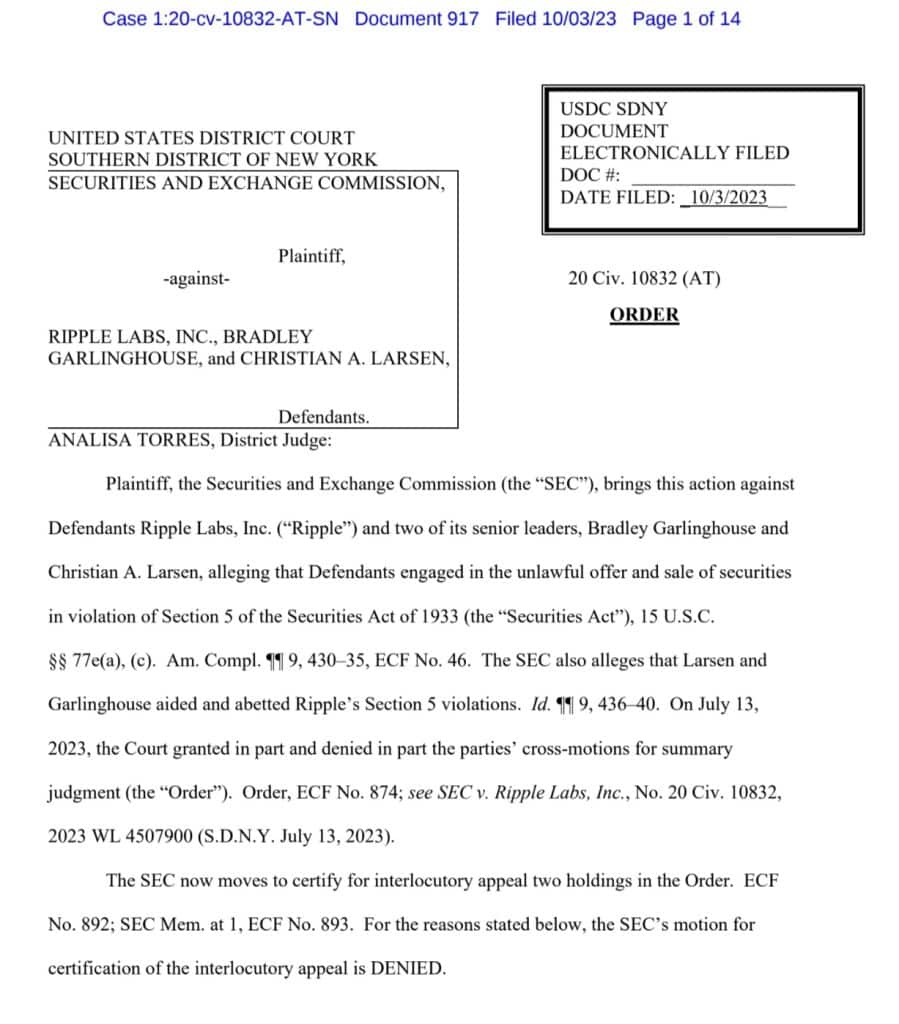 analisa torres victoire ripple sec