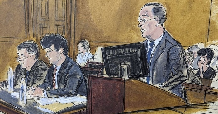 sam bankman fried en audience au tribunal avec ses avocats