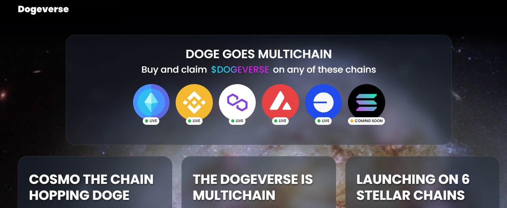 Dogeverse chaines disponibles