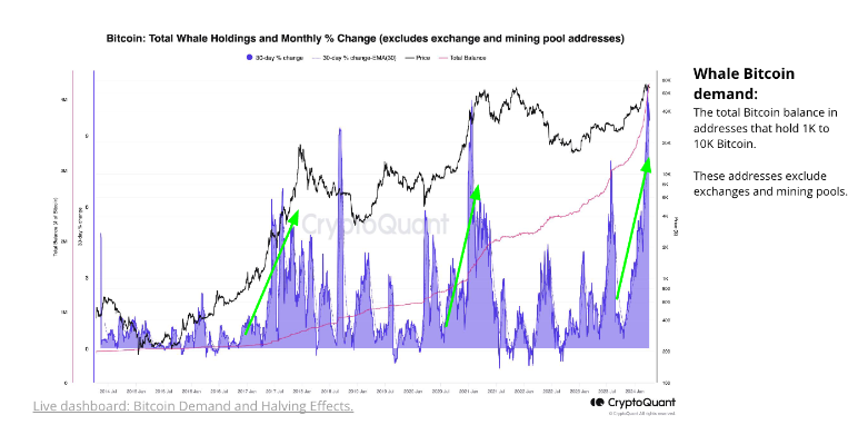 bitcoin baleines ou whales demande en BTC