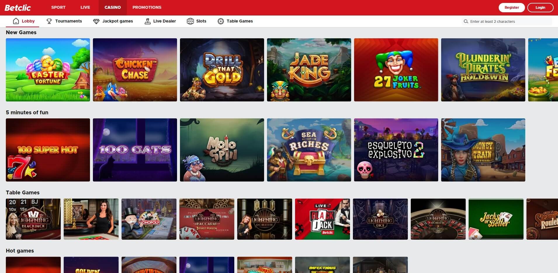 Le casino Betclic avec méthodes de retrait rapide