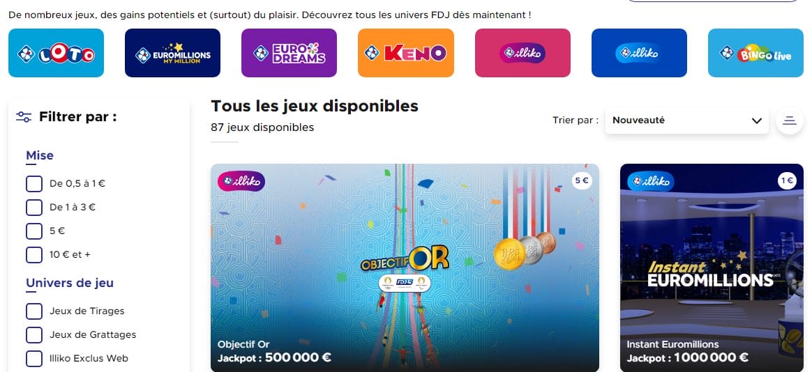 Casino en ligne retrait immédiat FDJ 