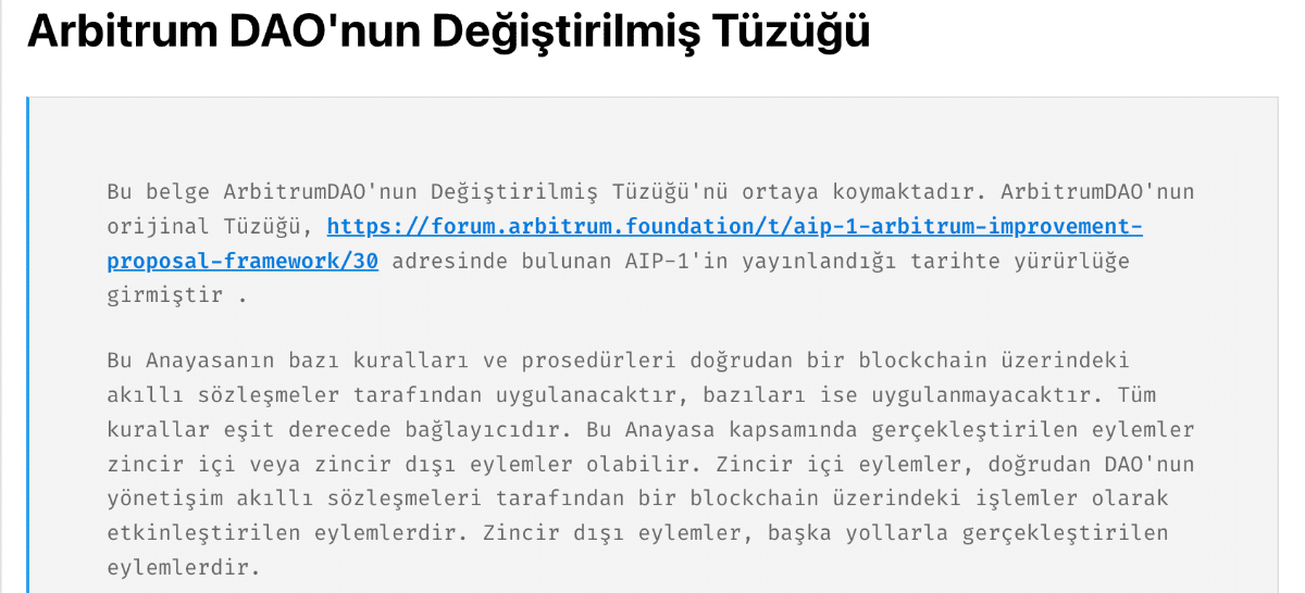 Merkeziyetsiz Otonom Organizasyon nedir, Arbitrum DAO
