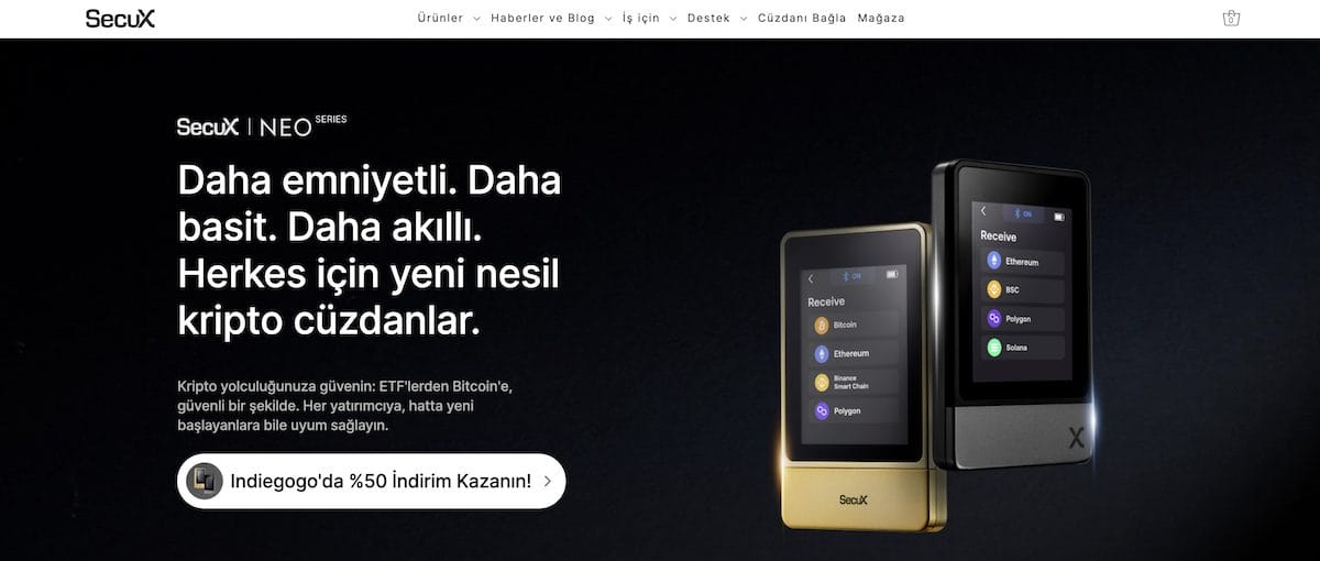 SecuX Wallet ana sayfası