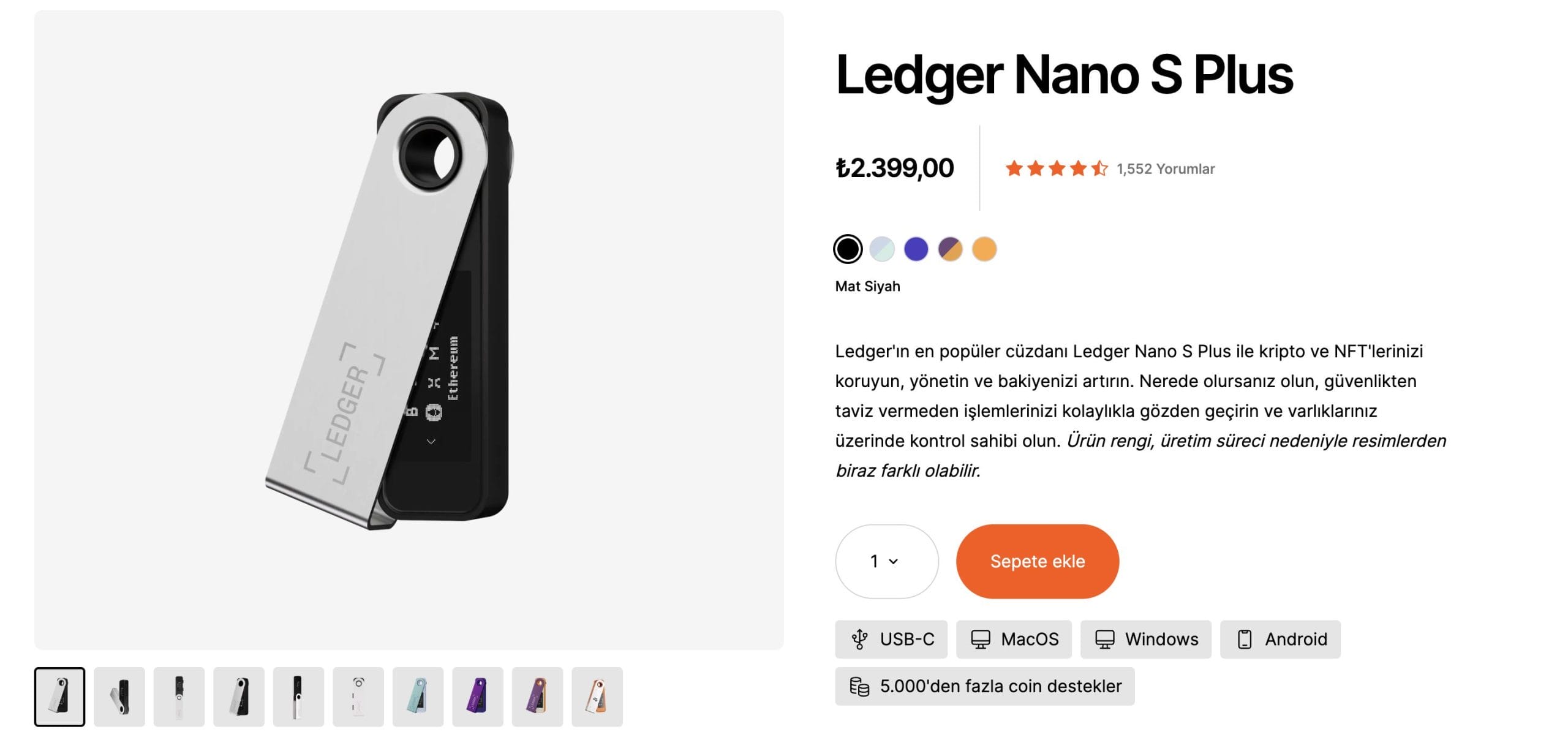 Ledger donanım c&uuml;zdanı