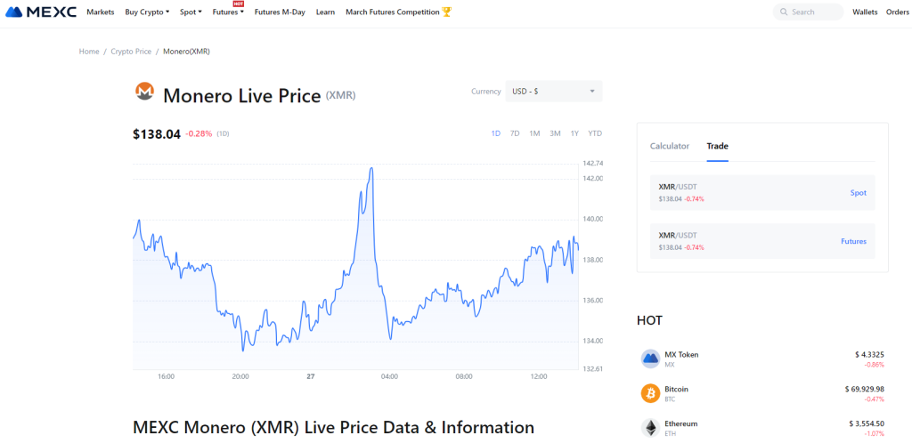 monero canlı fiyat takibi