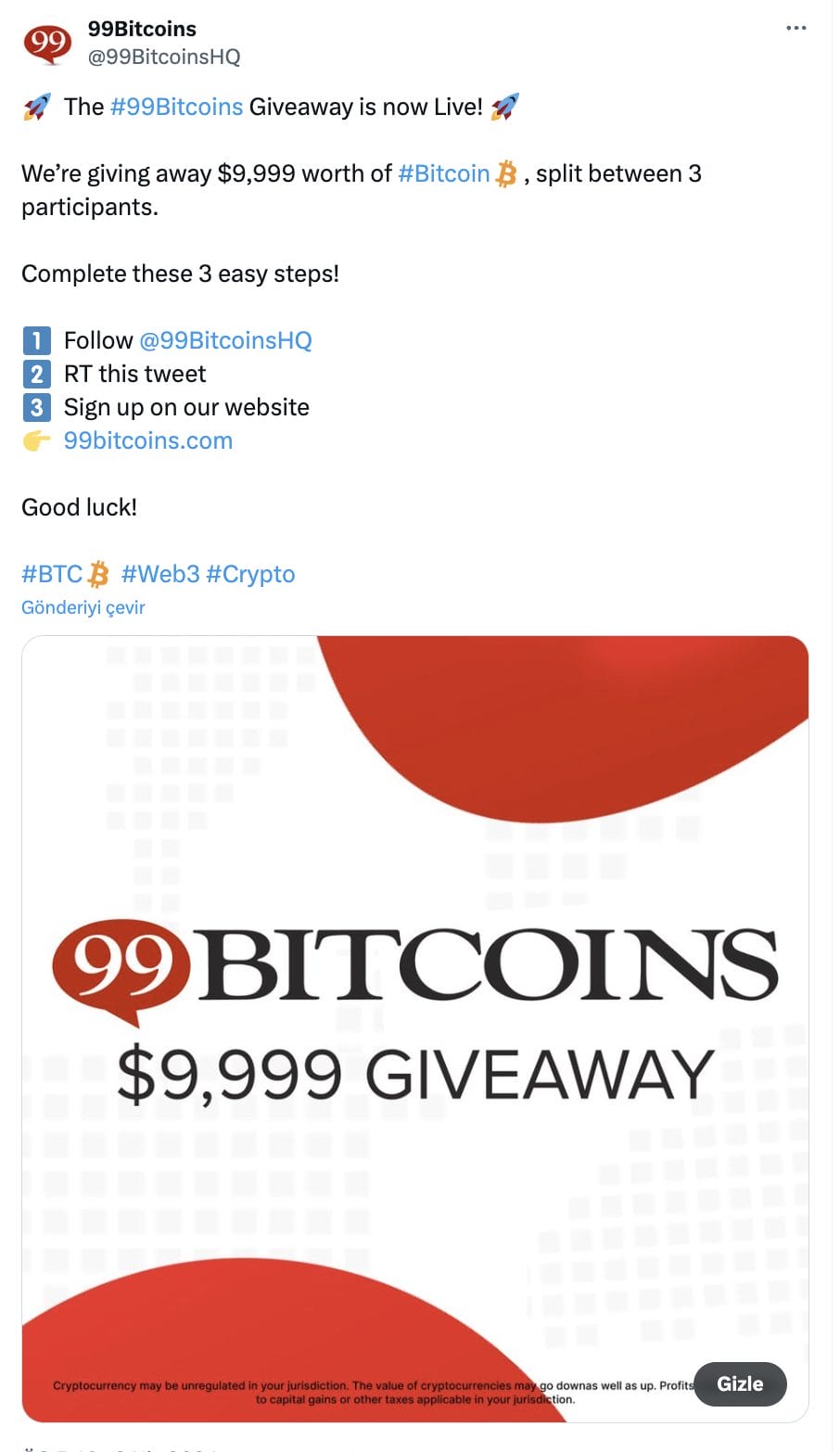 99bitcoin &ouml;n satışı