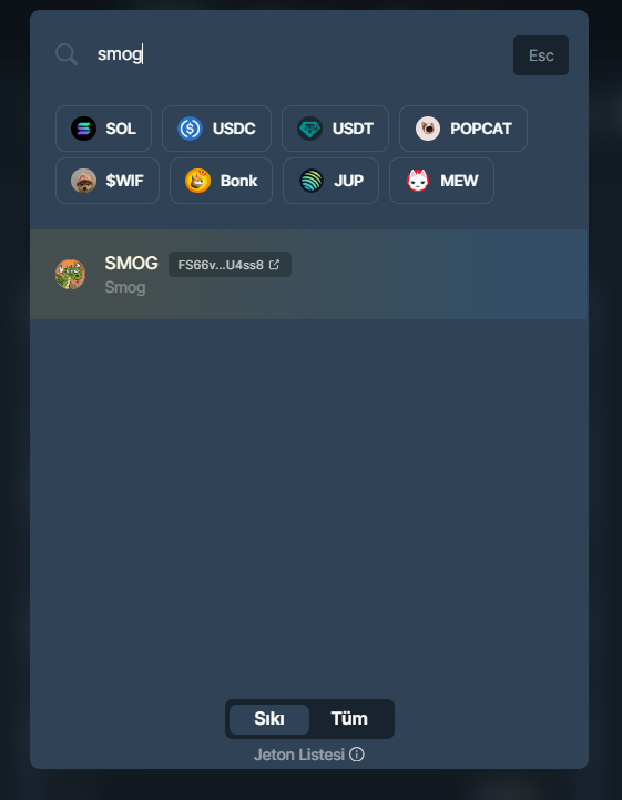 Solana meme paraları Smog