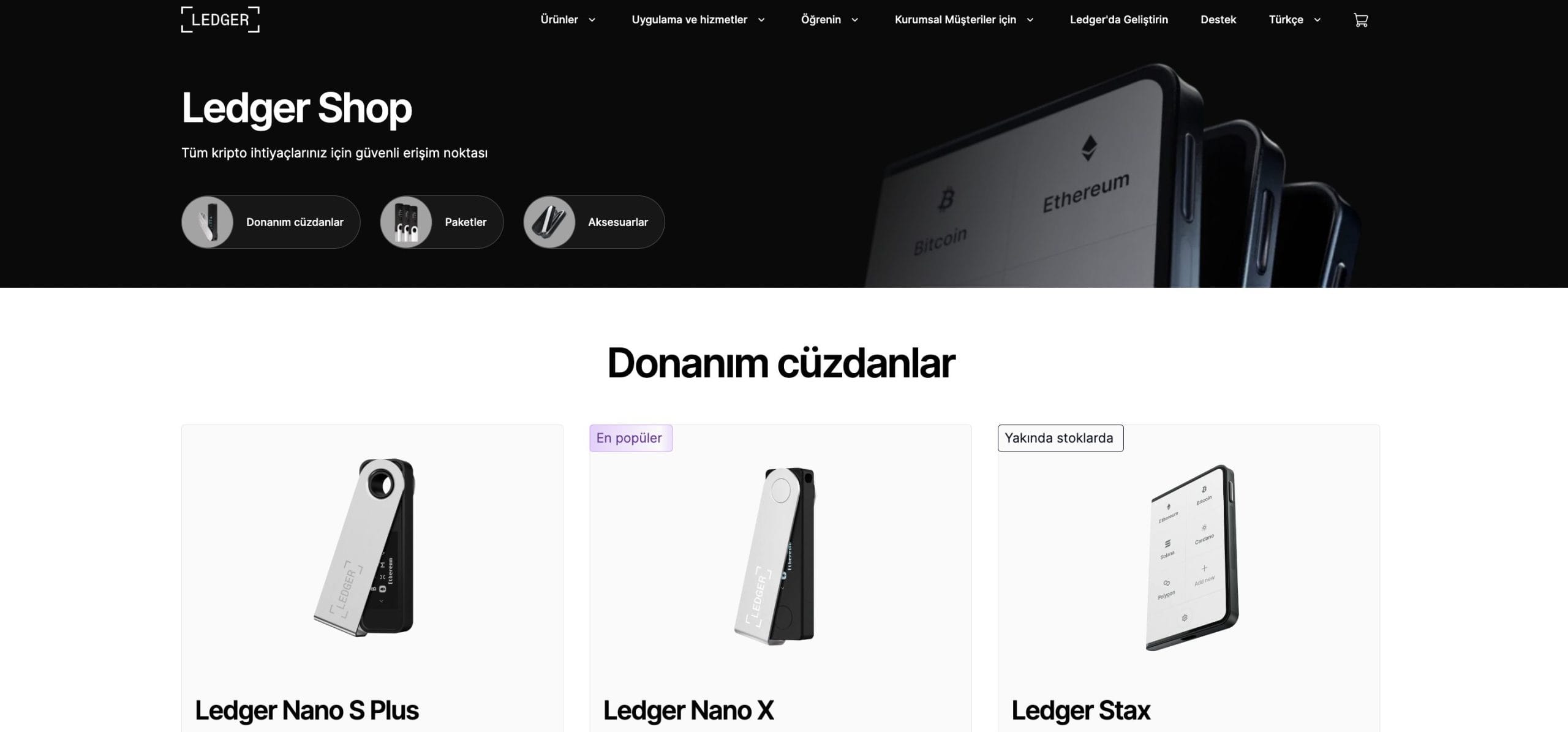 ledger donanım c&uuml;zdanları