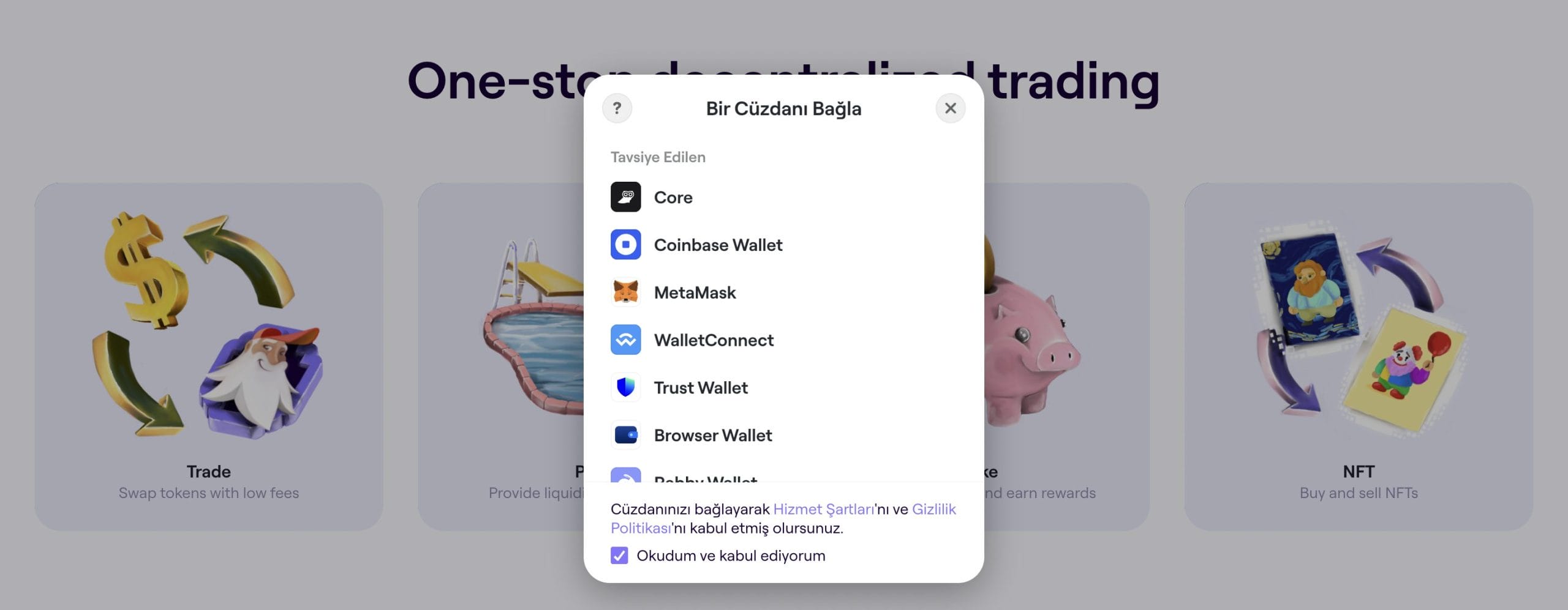 Trader Joe'yi Ziyaret Edin cüzdan bağlayın