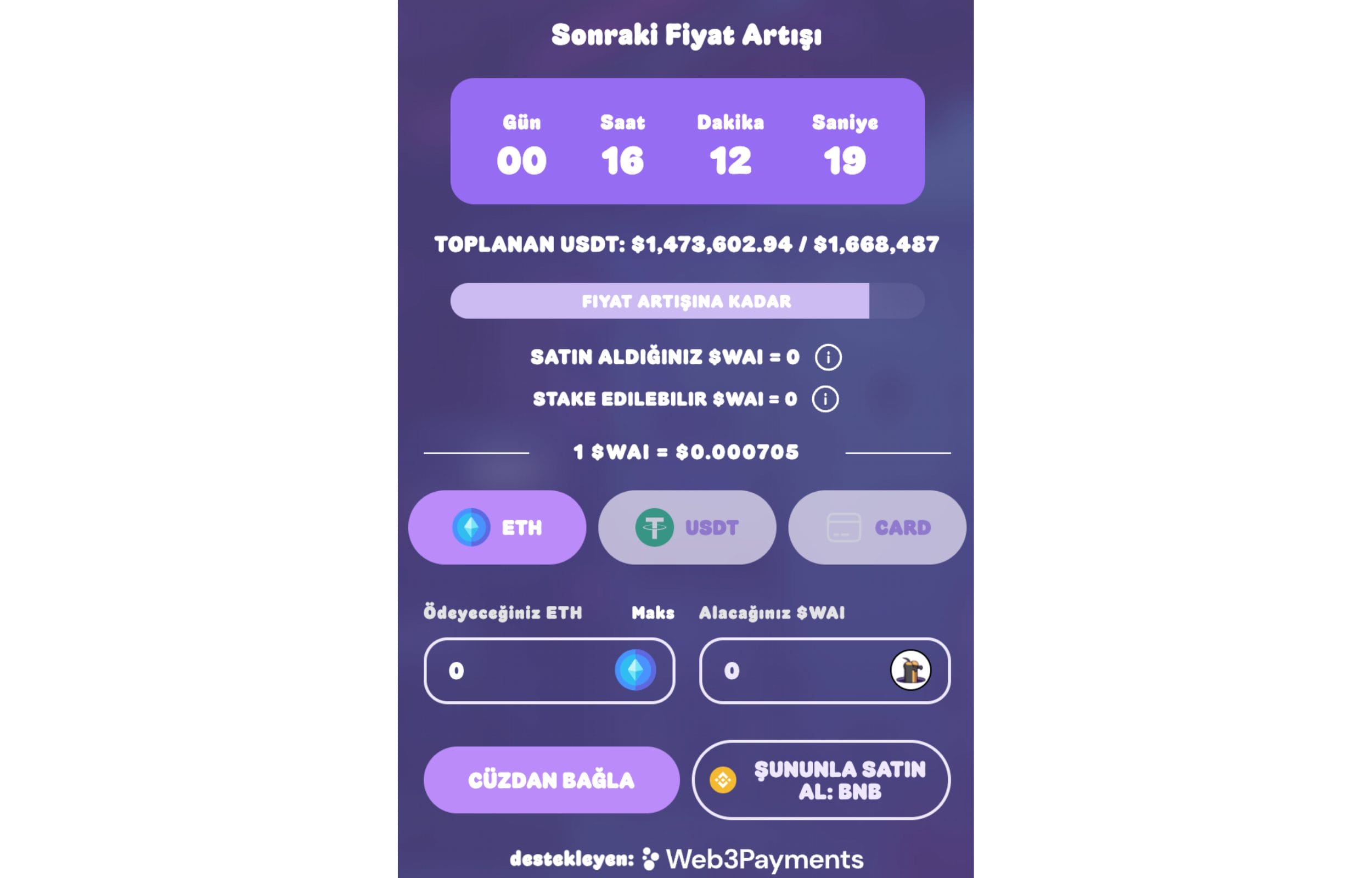 WienerAI ($WAI) &ouml;n satış coini