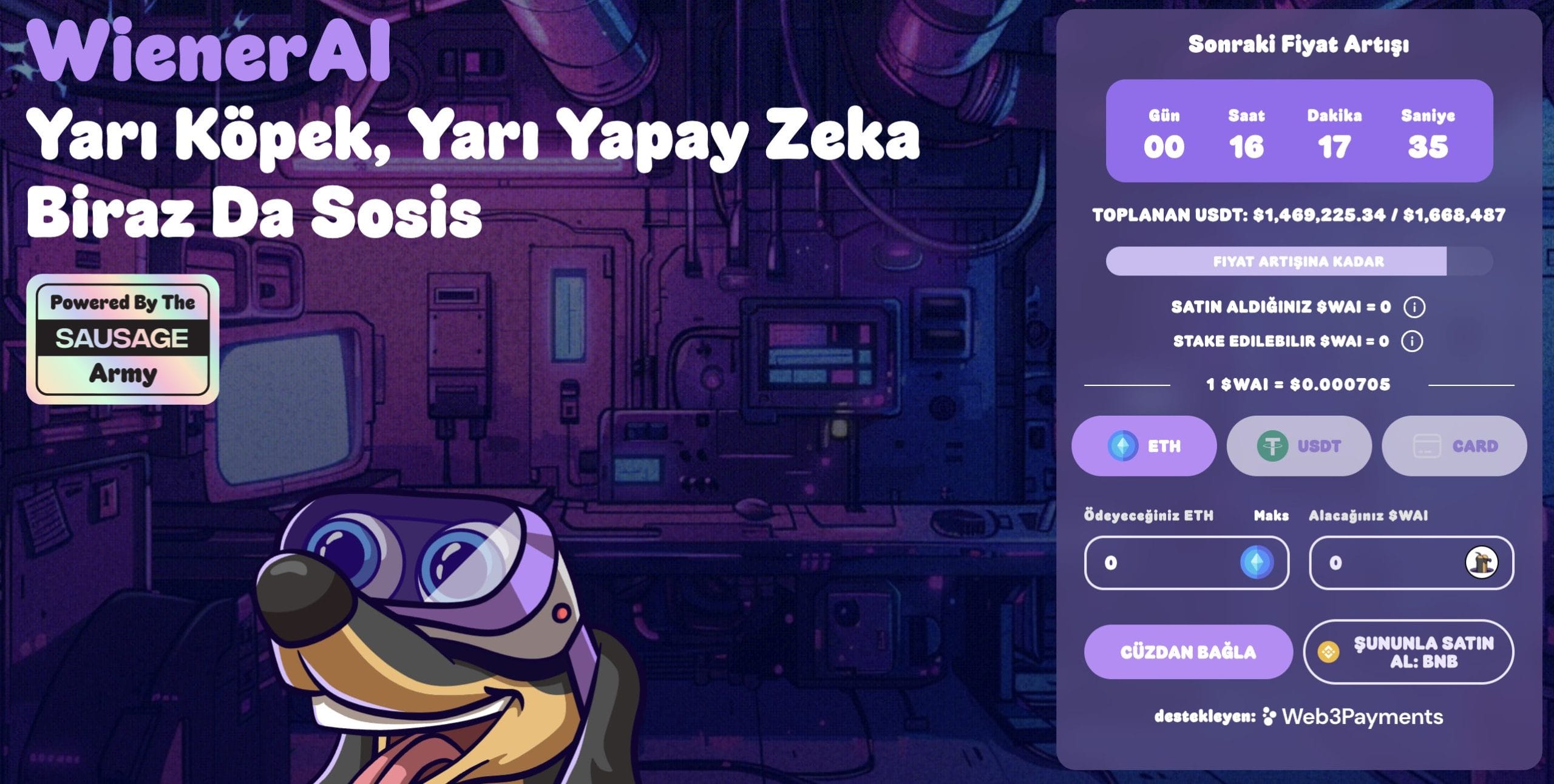WienerAI ($WAI) &ouml;n satış sitesi