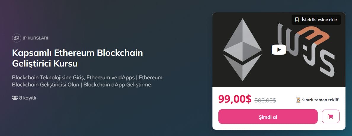 Ethereum Blok Zinciri Geliştirici kursu