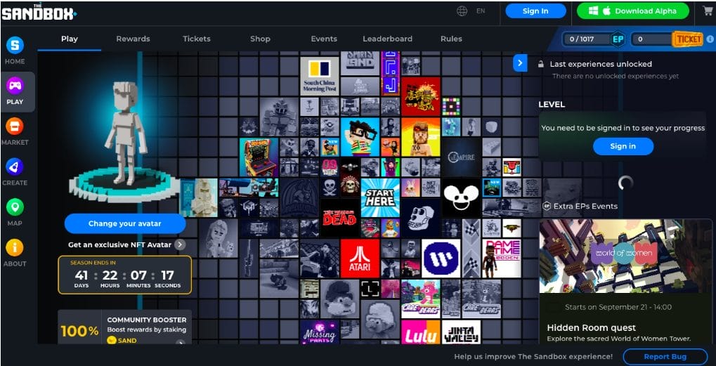 Sandbox, Ethereum ağına bağlı metaverse oyunu