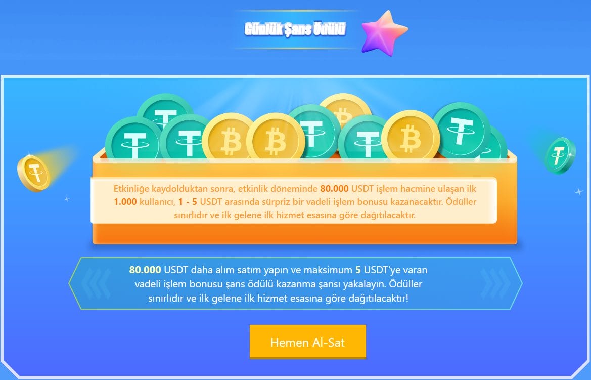 MEXC, günlük şans ödülü