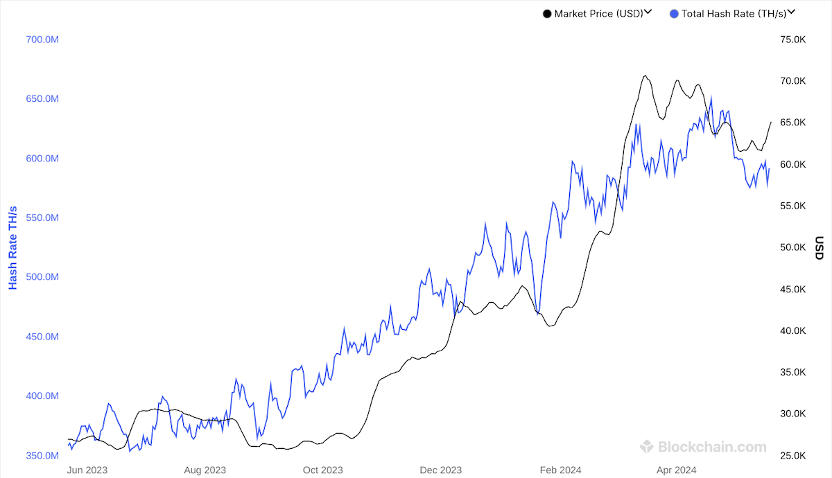 Bitcoin toplam hash oranı 2023 - 2024