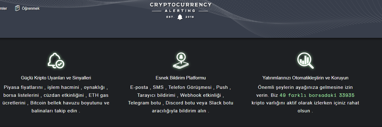 Kripto Para fiyat uyarısı veren siteler