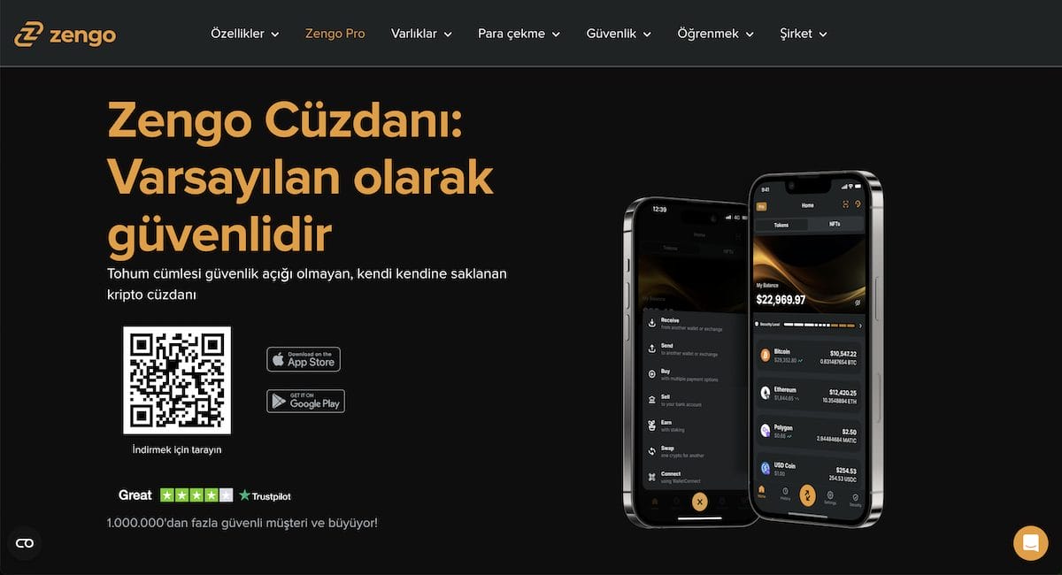 En İyi Ethereum C&uuml;zdanları Zengo c&uuml;zdan ana sayfası