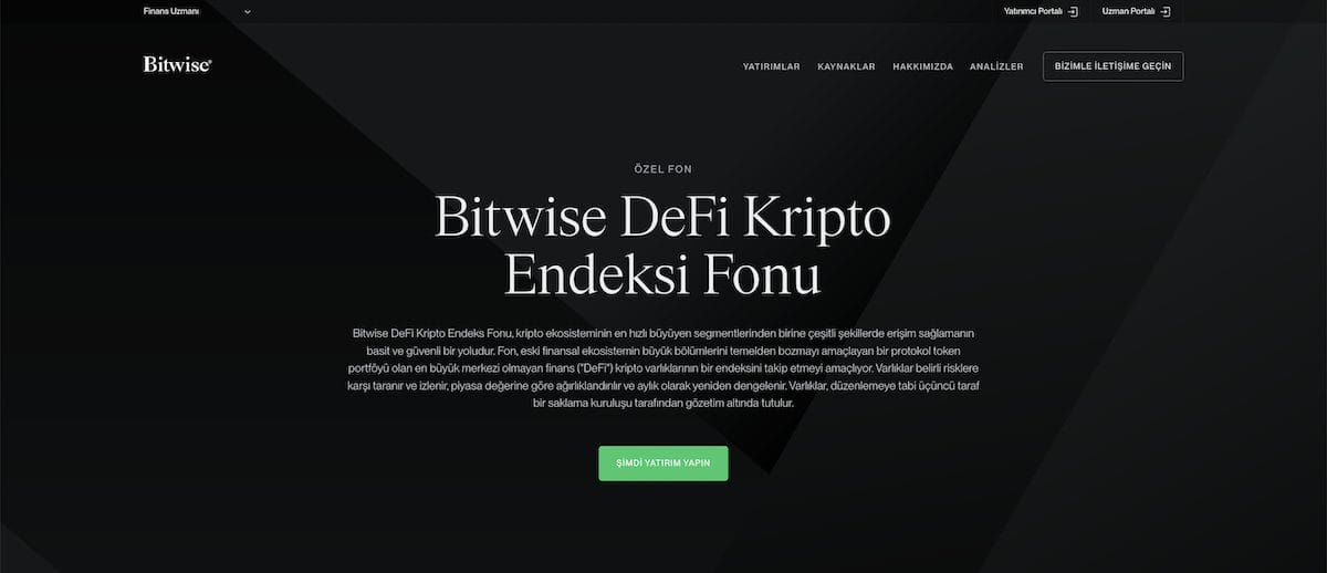 Bitwise &ouml;zel kripto fonu
