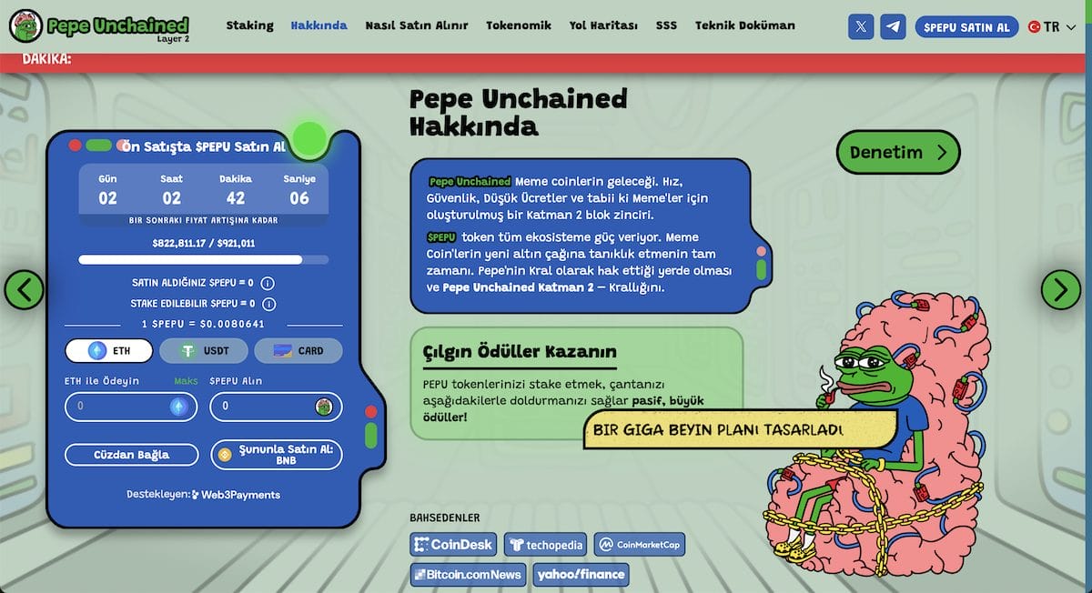 Pepe Unchained nasıl satın alınır platform ana sayfası