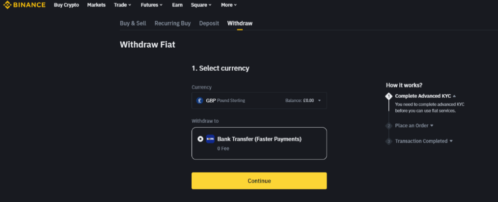 Binance kullanarak anında para çekimi