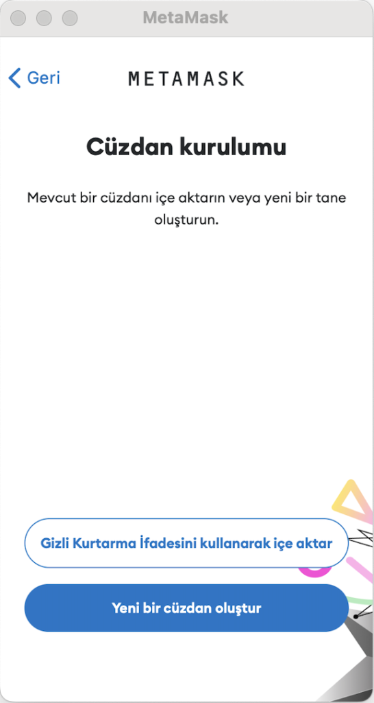 gizli kurtarma cümlesini kullanarak içe aktar