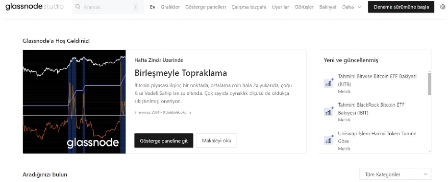 En iyi kripto analiz ara&ccedil;ları Glassnode