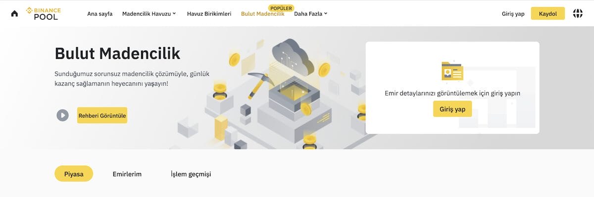 Binance Cloud Mining en iyi Bitcoin madenciliği siteleri