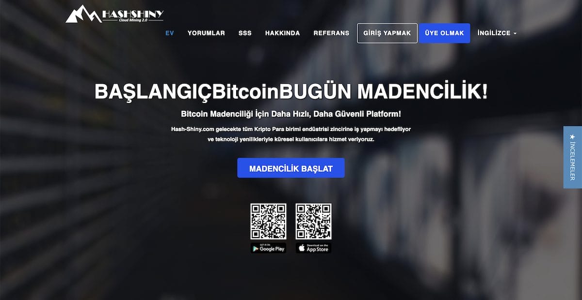 HashShiny En İyi Bitcoin Madenciliği Siteleri