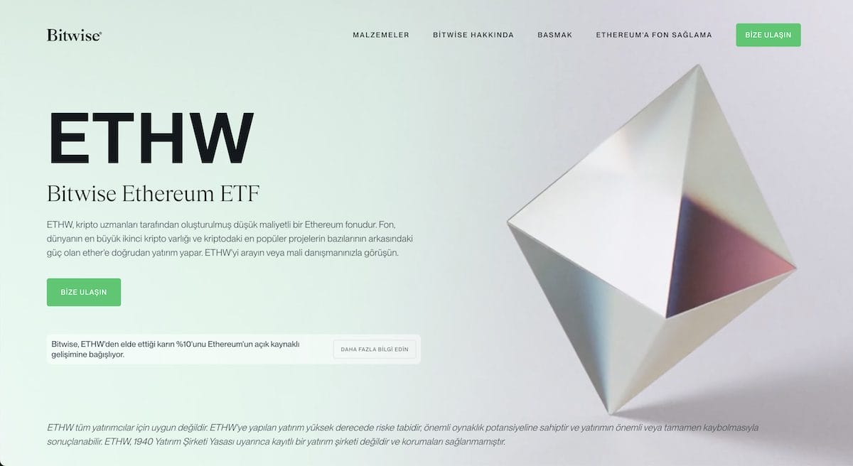 Bitwise en iyi Ethereum ETF&rsquo;leri