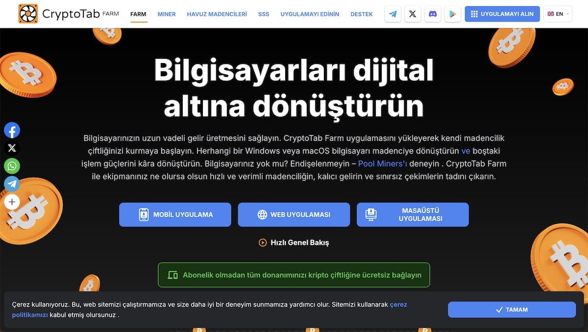 CryptoTab Farm Android İçin En İyi Kripto Madenciliği Uygulamaları