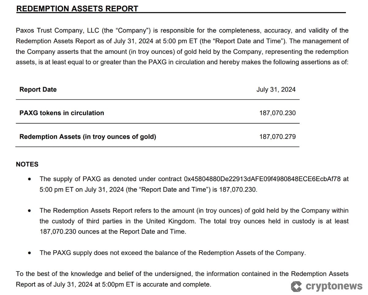 stablecoin nedir? PAXG'nin altın rezervlerinin kanıtı