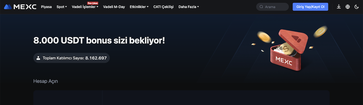MEXC incelemesi Bonuslar ve Yarışmalar