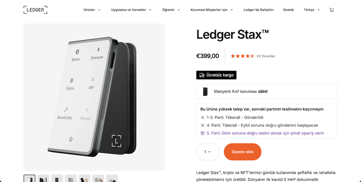 Ledger Stax En İyi Kripto Donanım C&uuml;zdanları